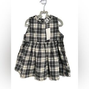 NWT Gap Kids, plaid sleeveless dress, black & off white, large, size 12-18 m